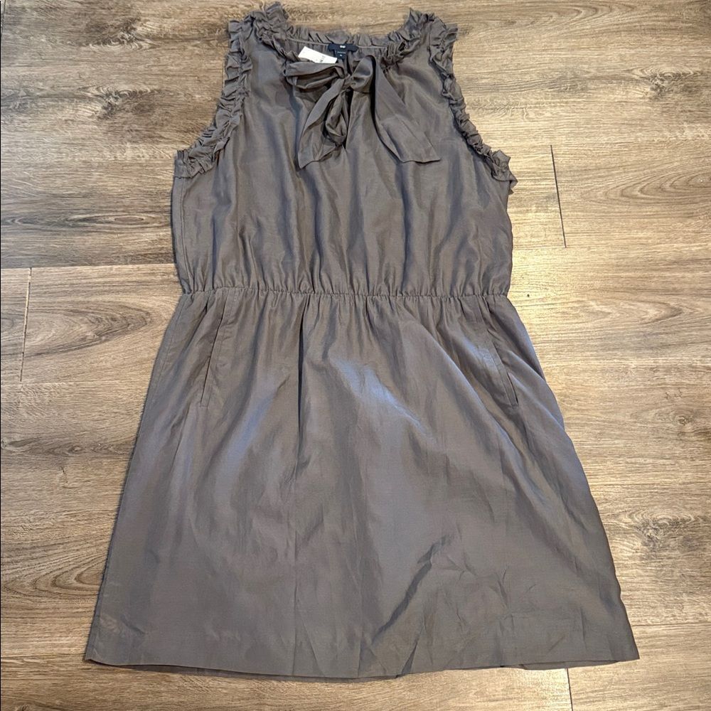 Gap Gray Sleeveless Silk Blend Ruffle Dress Size XL